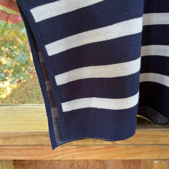 Loft Navy And White Striped Knit Poncho Size XS/S. NEW - Picture 4 of 9